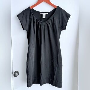 Diane Von Furstenberg DVF Black Pleated Cap Sleeve Shift Dress Mini 0